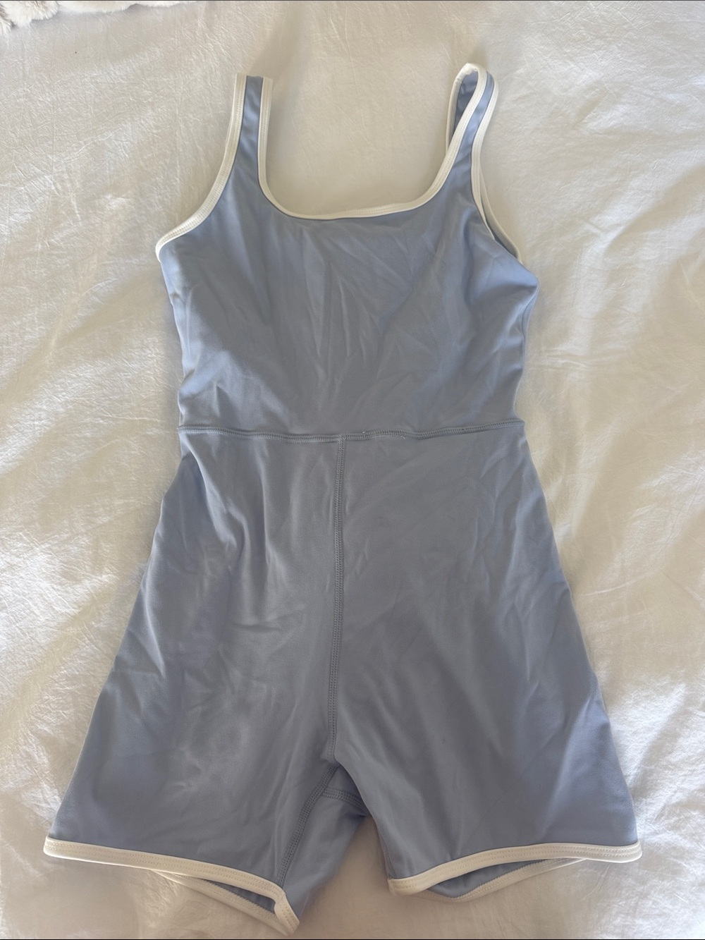 Daily Drills Light Blue One Piece Romper with White Trim
